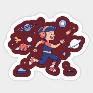 boy playing vr Sticker